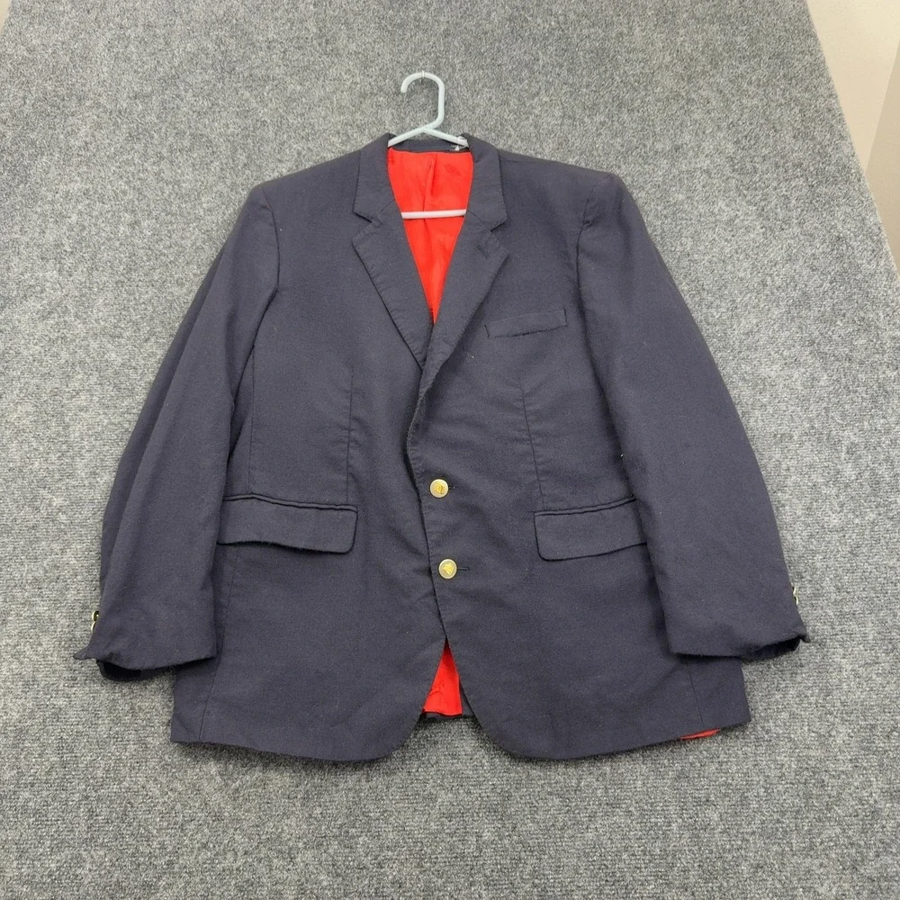 Vintage Triminghams Blazer Mens 42 Navy Wool Gold Buttons Preppy Classic